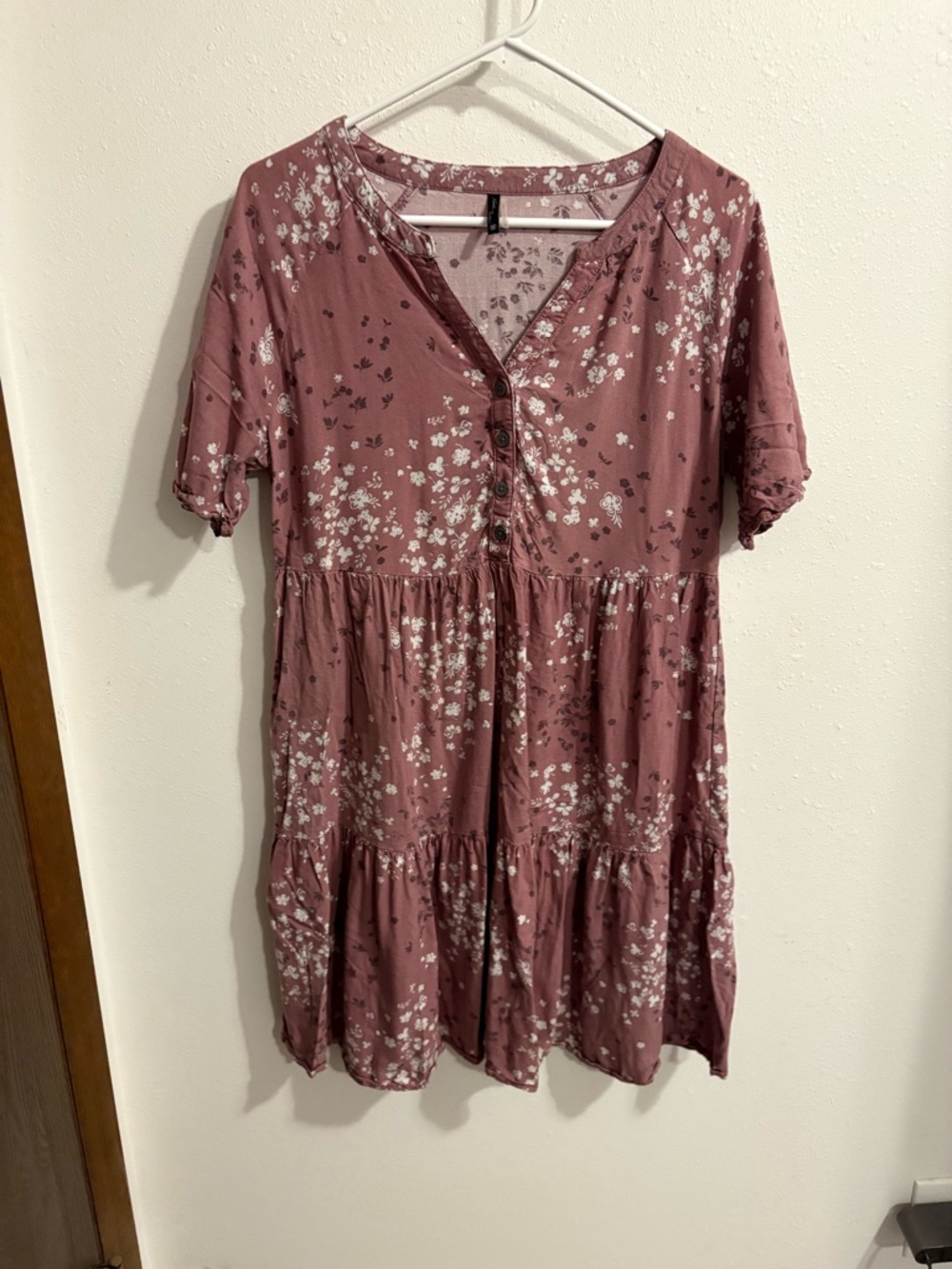 North River Mauve Floral Button-Front Dress Size Medium
